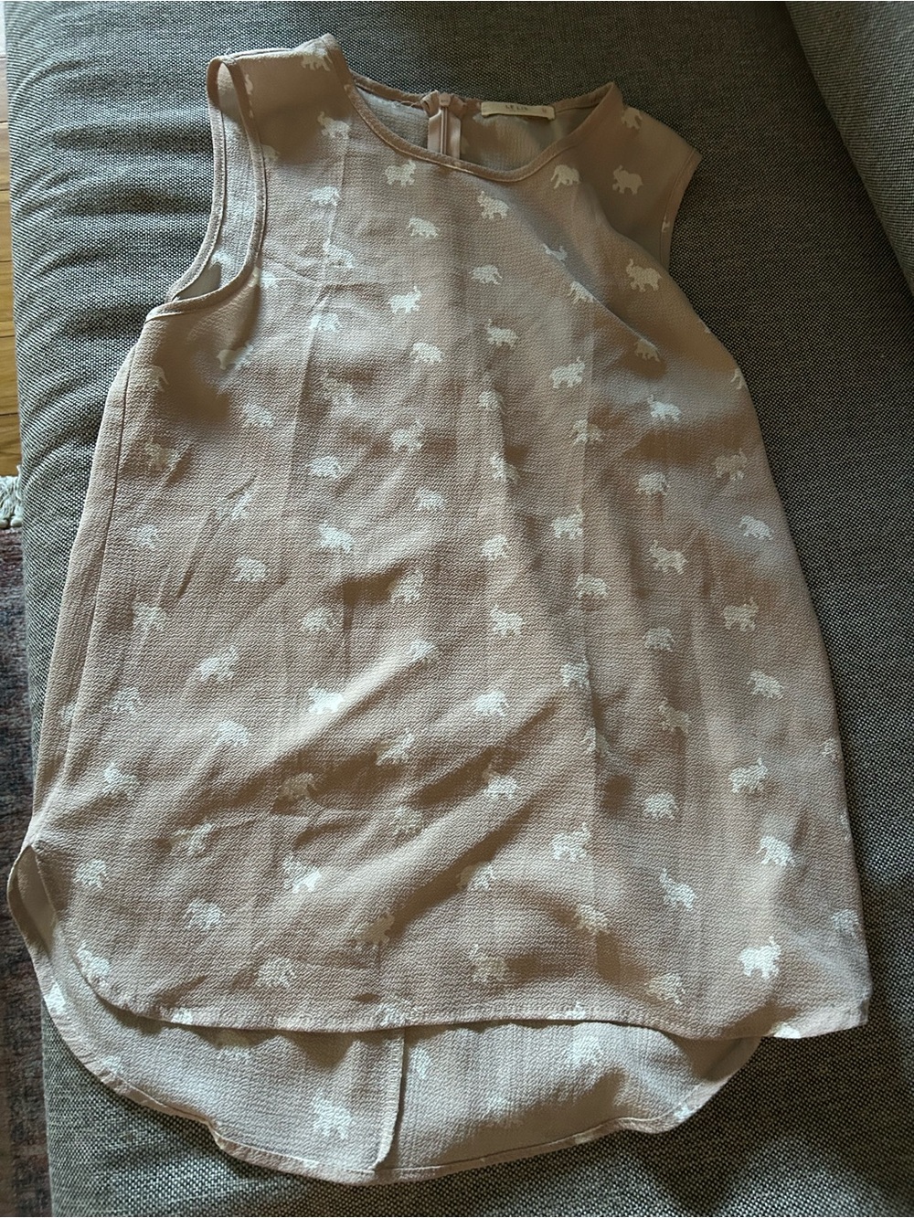 Le Lis Taupe Tank with White Print